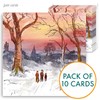 Christmas cards pack - Sunset snow scene, 10 Christmas cards