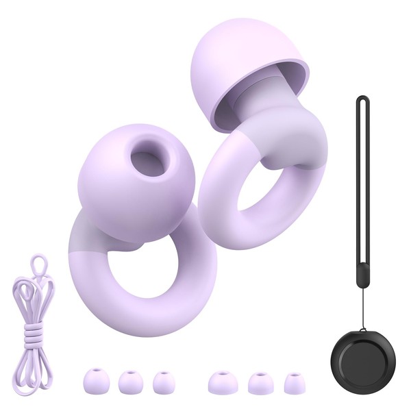 JUSTRVN Earplugs for Sleeping,Noise Reduction Soft Silicone Earplugs with 7