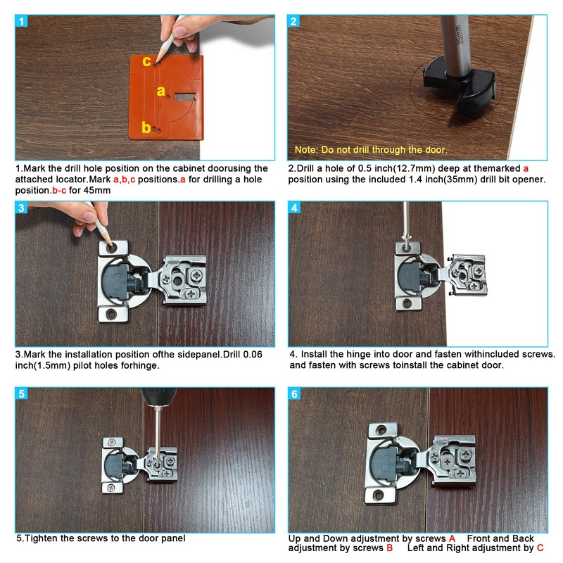 Redunest 1/2 Inch Overlay Soft Close Cabinet Hinges, 20 Pack