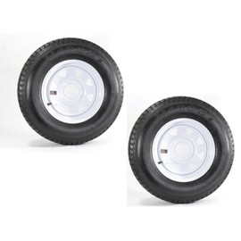 2-Pk Trailer Tire On Rim ST175/80D13 175/80 13 in. LRC 5 Hole White Spoke Wheel