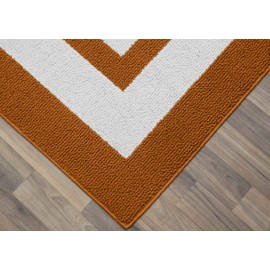 Garland Rug Borderline 24" x 40" Indoor/Outdoor Area Rug, Rectangle, Orange/White