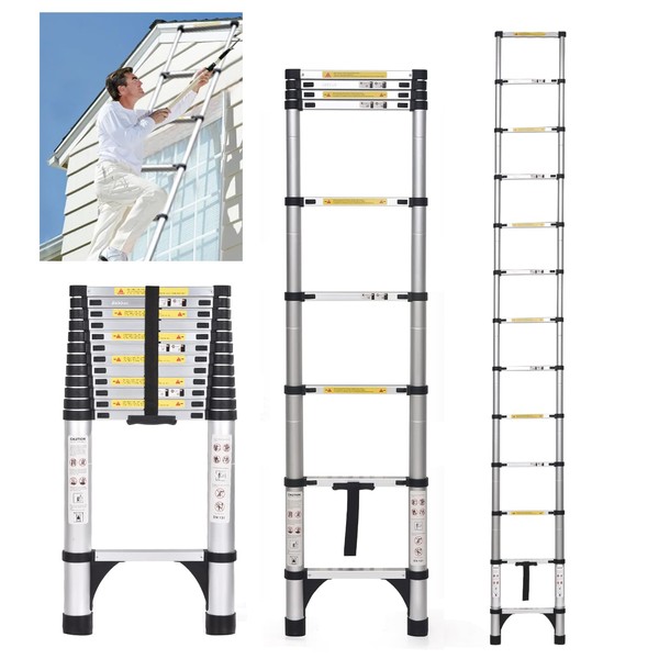 JADDUO 20.3FT Telescoping Ladder, Portable Extension Folding Ladder, Multi-Purpose Compact