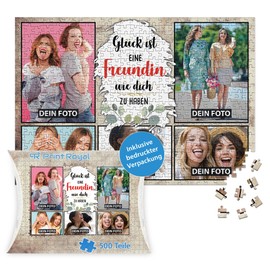 PR Print Royal Photo Puzzle with 5 Photos Print – Glück ist eine Freundin wie Dich zu haben – Collage Puzzle Design Yourself for Your Girlfriend – 500 Pieces Including High-Quality Cardboard Packaging