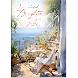 doodlecards Daughter Birthday Card Amalfi Coast Medium Size with Plain Envelope