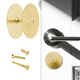 Door Hole Cover Plate, Deadbolt Cover Plate, Door Knob Hole Cover with 1 Inch and 1.5 Inch Connecting Screws, 2-5/8" Diameter, Repair Locks and Doors Hole for Home Security (Gold)