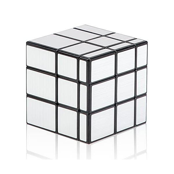 Cooja Mirror Cube Puzzle 3x3 Mirror Blocks Silver Smooth Cube 3D Puzzles for Kids Magic Cube Toy Brain Games Easy Turn Training Cubes for Boys Girls Adults