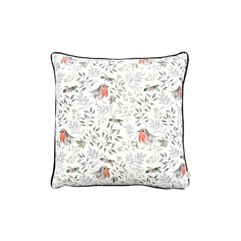 Evans Lichfield Festive Robin Cushion Cover, Bottle Green, 43 x