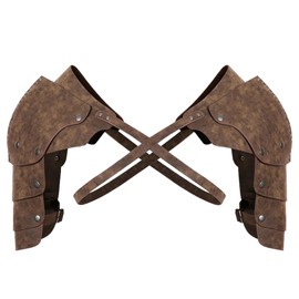 Knight Armor Double Pauldron Shoulder Armor Adjustable Faux PU Leather Medieval Armor Vintage Viking Armor for Role Play Cosplay Leather Armor Knight Costume Shoulder Armor Viking Armor Medieval Arm
