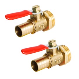 Aopin Ball Valve Brass G 1/2" Male Thread x 12mm / 59/125" Hose Barb Valve with Vinyl Handle, Suitable for PEX, Copper, HDPE2pcs