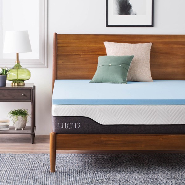 LUCID 2-Inch Ventilated Gel Infused Memory Foam Mattress Topper -