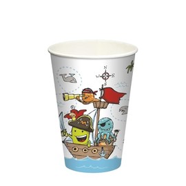 PAPSTAR Drinking cups, cardboard, 0.2 l, diameter 7 cm, 9.7 cm, pirate crew 88494, paper cups, disposable cups, pirate crew, pack of 10