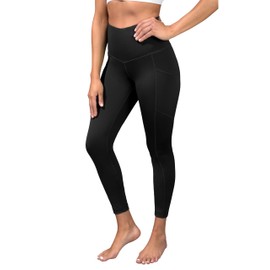90 Degree By Reflex Super High Waist Elastic Free Ankle Legging with Side Pocket - Black - XXXL