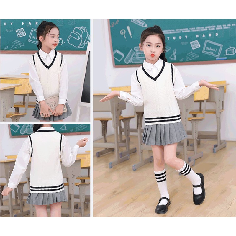 LOLANTA 110-170 Kids' Knit Sweater V-Neck School Vest, Unisex, Uniform,