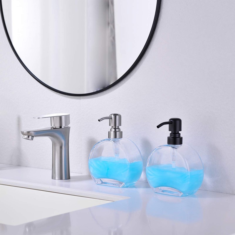 BZOOSIU Glass Soap Dispenser with Rust Proof Stainless Steel Pump,