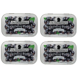 DOOLITTLE Dr Sugar Free Soft Fruit Pastilles for Voice and Throat, Blackcurrant Flavor, 2.12 Ounce Tin, Approximately 25 Count Package, 4 Pack