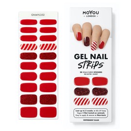MOYOU LONDON Semi Cured Gel Nail Strips - 20 Pcs. Christmas Nail Wraps for Salon-Quality Manicure - Works with Any UV Nail Lamp - Easy to Apply, Trim, & Remove Gel Nail Stickers
