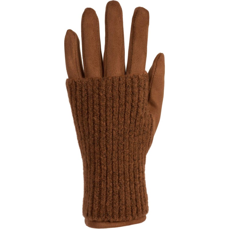 styleBreaker Women's Touchscreen Fabric Gloves with Removable Knitted Cuffs, Warm,