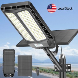 USA Warehouse Solar Street Light High Lumen Efficiency 3 Year Warranty Smart Sensor Lighting for Industrial and Public AreasEmitting Color: White, Lamp Power(W): LA068, Battery Capacity: 20000mAH