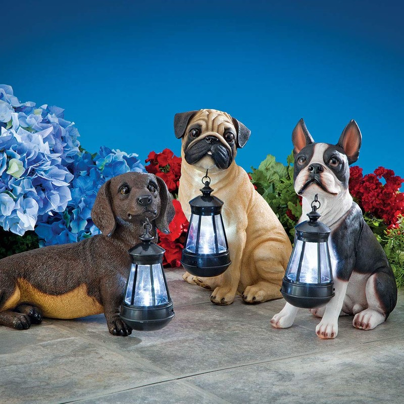 Bits and Pieces - Dog Solar Lantern Statue - Solar