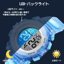 Kids Watch Boys Digital Boys Sports Watch Outdoor Multifunction 50M Waterproof Alert Date Day Display, 010-blue