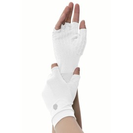 PIQIDIG Men's Women's SPF Fingerless Gloves Mittens Sun Protection Unisex Driving Gloves UPF 50+ White M