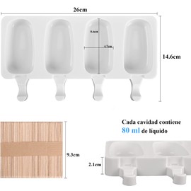Moldes para Helados | Juego de 2 Moldes para Polos | Moldes de Paletas de Silicona | Moldes Caseros para Paletas de Hielo | Moldes para Helados y Paletas | Molde de Helado Reutilizable Sin BPA