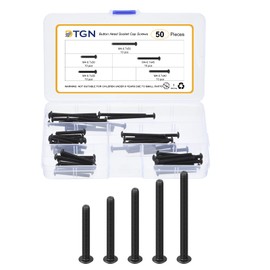 DTGN 50Pcs M4-0.7x30/35/40/45/50mm Button Head Socket Cap Screws - Carbon Steel Bolt Nut Set Washer Assortment Kit - Good for Road Bicycle, Mountain Bike, Auto