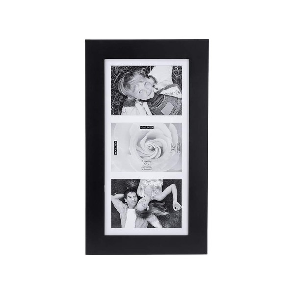 Malden 2082-357 5x7 3-Opening Matted Collage Picture Frame - Displays Three 5x7 Pictures - Black