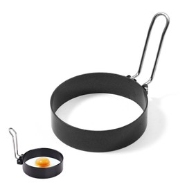TVETE Fried Egg Mold, Stainless Steel, Egg Ring, Fried Egg Ring, Egg Fryer with Handle, Round Fried Egg Ring, Egg Grill, Mold, Cooking Tool, Ring Shape, Round Shape, Multi-functional, Heat Resistant,