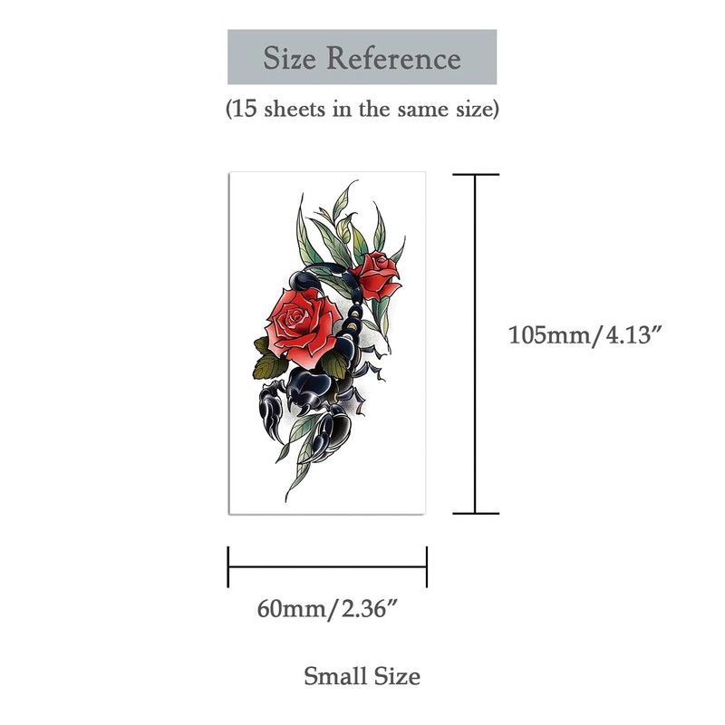 Oottati 15 Sheets Small Cute Hand Arm Temporary Tattoo Stickers