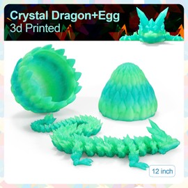 3D Printed DragonEgg, 12Inch Articulated DragonEgg with Dragon Inside, Adults Dragon Fidget Toy, Crystal Dragon Egg for Home Office Car Desk Decor Toys, Gift Given on Birthday. (Crystal Blue)
