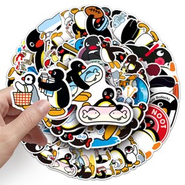 Pack of 50 Pingu Stickers for Motorcycle, Fridge, Bicycle, Luggage, Phone Skateboard, Laptop, Bumper, Car, Cute Animal Waterproof Vinyl Stickers, Adults, Children, Gift, Penguins Cartoon Stickers