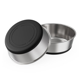 Food Grade 304 Stainless Steel Dog Bowls with Non-Slip Rubber Bottom,Food and Water Bowl for Feeding Dogs and Cats, Dishwasher Safe, Rust Resistant, BPA Free(Set of 2) (Black, 4 Cup)