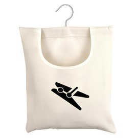 volumoon Clothes Peg Bag, Peg Bag with Hanger, Peg Bag for Hanging, Clothes Pegs Basket, Linen Clothespin Bag, Large (32 x 28 cm)