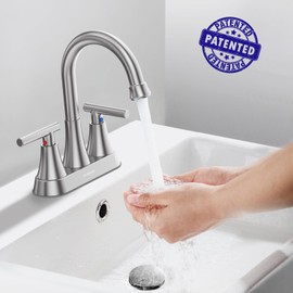 Bathroom Faucets for Sink 3 Hole, Hurran 4 inch Brushed Nickel Bathroom Sink Faucet with Pop-up Drain and Supply Hoses, Stainless Steel Lead-Free Centerset Faucet for Bathroom Sink Vanity RV, 2 Pack