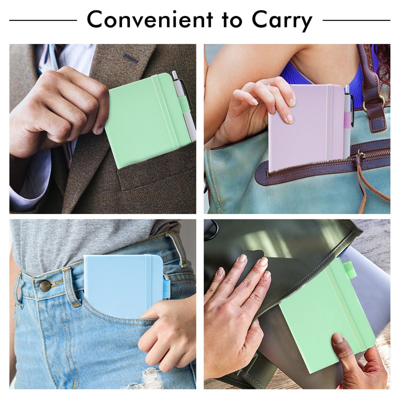 feela 3 Pack Pocket Small Notebook Journals, Mini Cute Hardcover