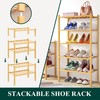 Smiry Shoe Rack, 2 Tier Small Bamboo Shoe Organizer, Stackable