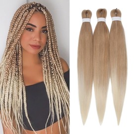TESS 66 cm Pre Stretched Braiding Hair, Honey Blonde/Blonde, Jumbo Braid Synthetic Hair for Braiding, 1 Piece Braids Extensions, 90 g/Piece Hair Extension (Honey Blonde/Blonde, 1 Piece)