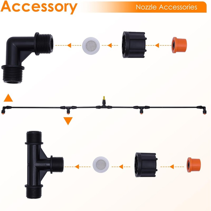 4-Nozzle Poly Boom Wand with 3/8" Brass Fitting – Convertible