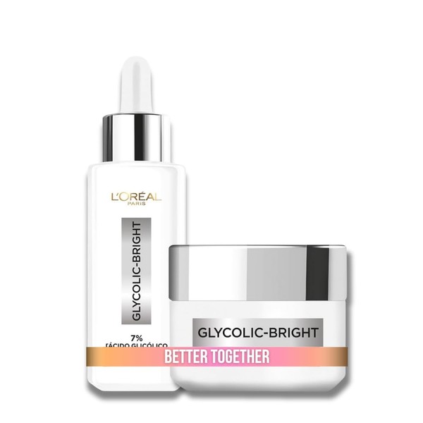 LOral Paris Kit anti-manchas Glycolic Bright Srum facial 30ml Crema
