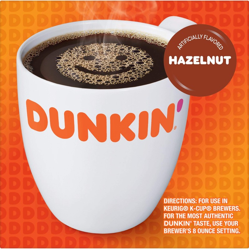 Dunkin' Hazelnut Flavored Coffee, 88 K Cups for Keurig Coffee