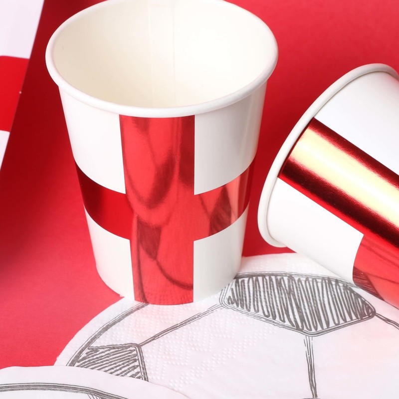 England Flag Cups - Pack of 10 White Paper Cups