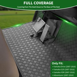 Cartalia Golf Cart Floor Liner Mat 8mm Thick Rubber Full Coverage Only Fit for 2007-2016 Yamaha Drive (Gen1), G29, YDR, Adventurer Carts Diamond Deluxe Non-Slip Front Feet Mat Replacement - Black Trim