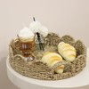 GYASVWU Seagrass Scalloped Tray with Handles,Round Rattan Serving Trays for
