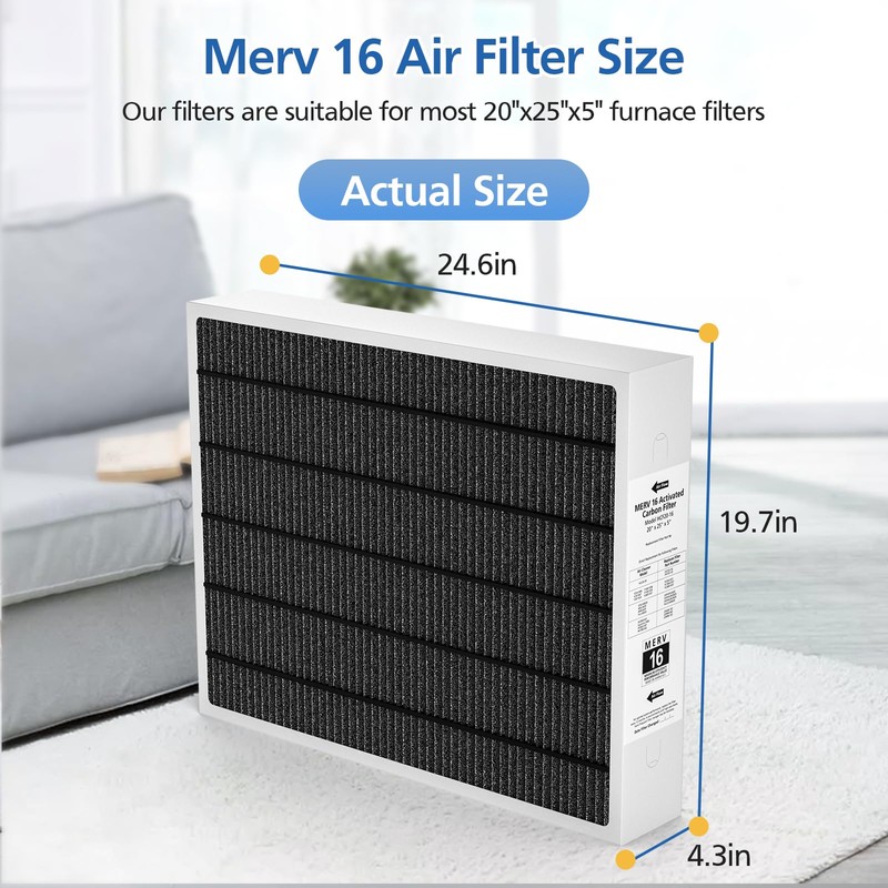 20x25x5 MERV 16 Air Filter Compatible with Lennox HCC20-28 HVAC