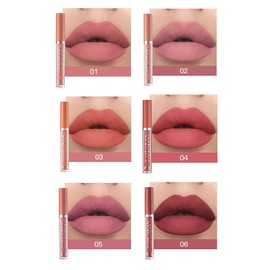 Allphv lipsticks 6 Piezas Pintalabios Permanente Liquido, Labiales Mate de Larga Duracion, Rojo Gloss, Barra de Labios Impermeable, Lipstick Set Kit Maquillaje, Regalo San Valentín Cumpleaño (B)