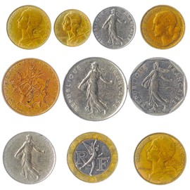 France 10 Mixed Coins | Old French Currency | Centimes | Francs | 1944-2002