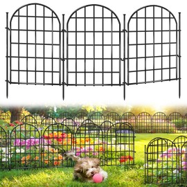 12 Panels Garden Fence, 13.8 ft(L) x 17 in(H) Arched No Dig Fence, Decorative Animal Barrier Fencing with Ground Stake, Rustproof Metal Garden Edging Border for Dog, Rabbit, Outdoor Yard Patio Decor