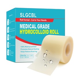 SLGCBL Hydrocolloid Bandages Roll for Wound Care, 2in*6ft Hydrocolloid Patch, Hypoallergenic & Waterproof Hydrocolloid Tape for Burns, Blisters, Acne, Bed Sore, Cut-to-Size, 0.3mm Thickness