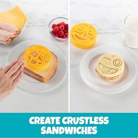 Emoji - Juego de 4 cortadores de sándwich para niños de regreso a la escuela, quitar la corteza en la cara sonriente, corazones y diseños de besos, se adapta fácilmente a la mayoría de cajas bento